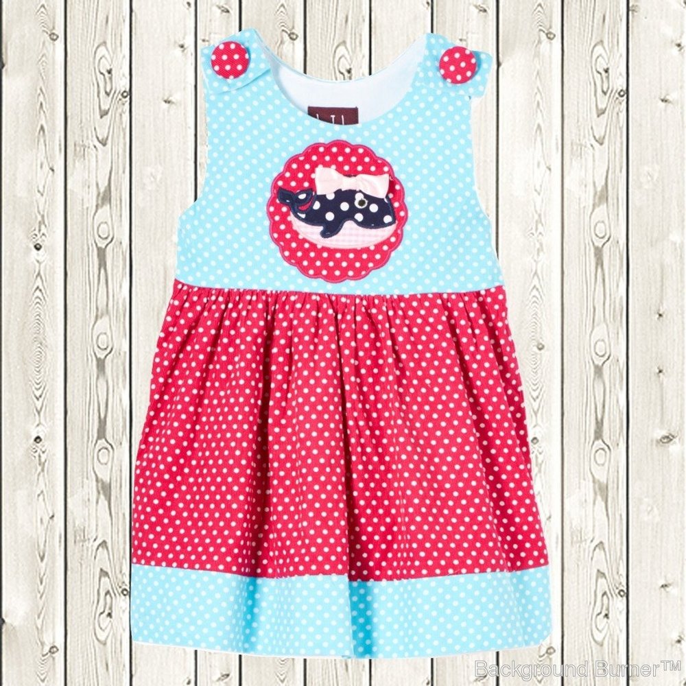 Lil Cactus Whale Polka Dot Corduroy Dress 3-6 M